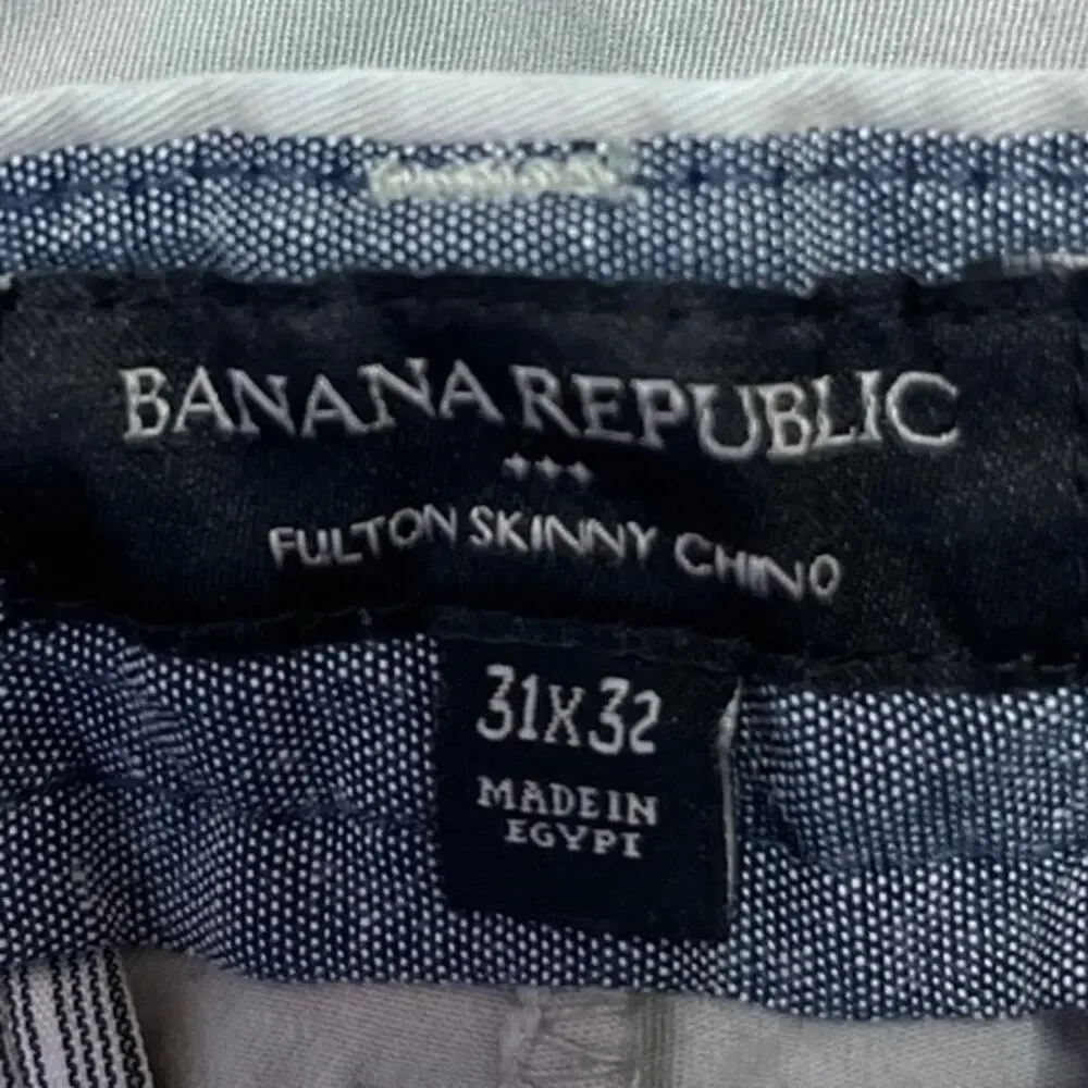 Banana Republic Fulton Skinny Chino Men's Gray Stretch Casual Pants Size 31x32